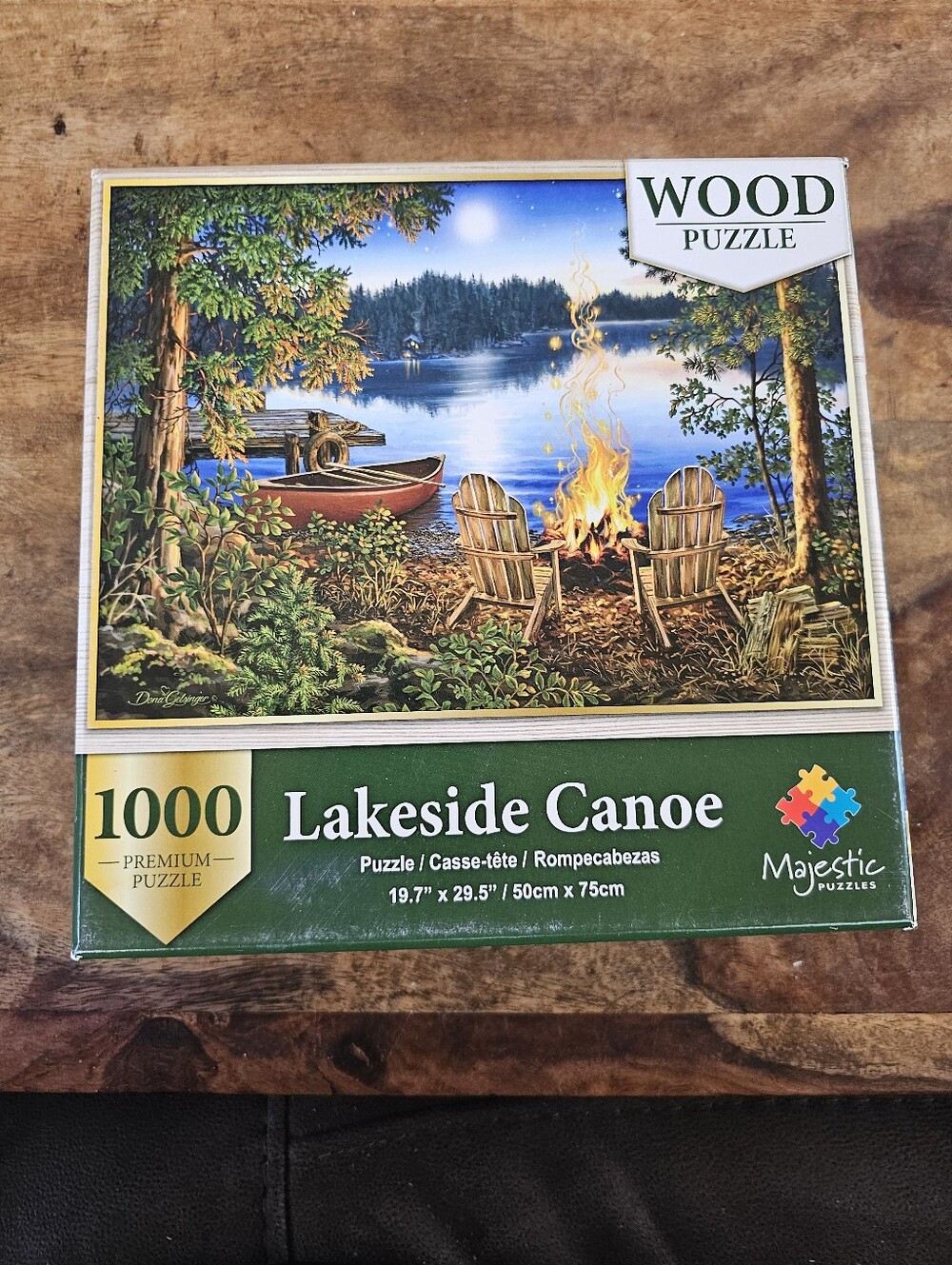 Majestic Puzzles 1000 Piece Premium Wooden Jigsaw Puzzle "Lakeside Canoe" Poster